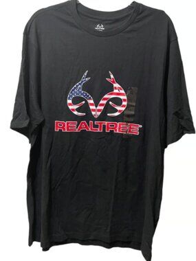 RealTree Men's Black XL American Flag Patriotic Novelty Hunting Shirt NWT